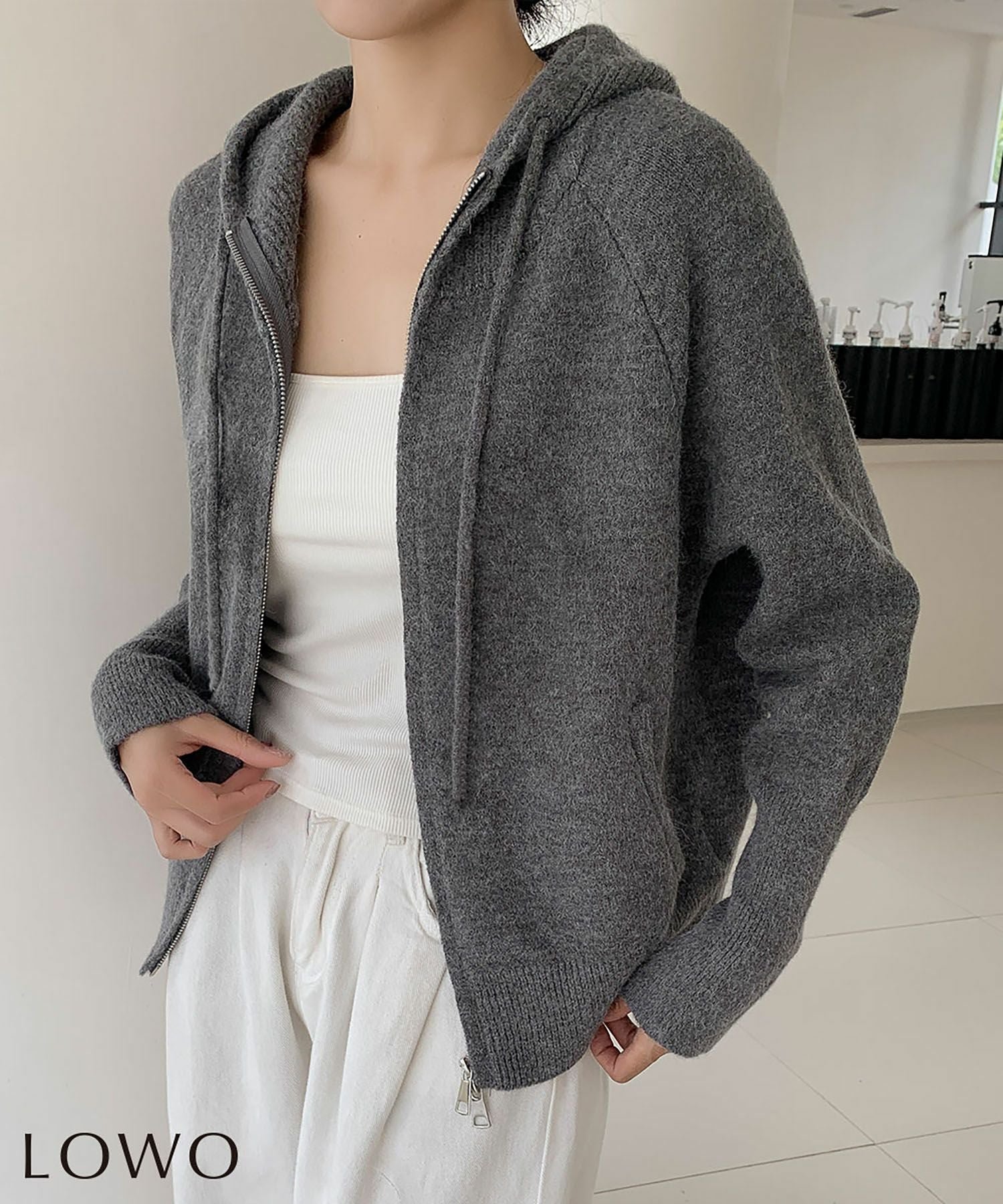【ロワ/LOWO】のフーデッドニットパーカー 大人の最旬トレンドファッション＆コーディネート founy(ファウニー) 　ファッション　Fashion　レディースファッション　Fashion for Women　トップス・カットソー　Cut & Sew Tops　ニット　Knit Tops & Sweaters　レディースパーカー・カジュアルフーディー　Casual Hoodies & Sweatshirts　新作・新入荷　New Arrivals / New In　プチプライス・低価格　Affordable / Budget Price　 other-1|ID: prp329100004965100 ipo3291000000037254062