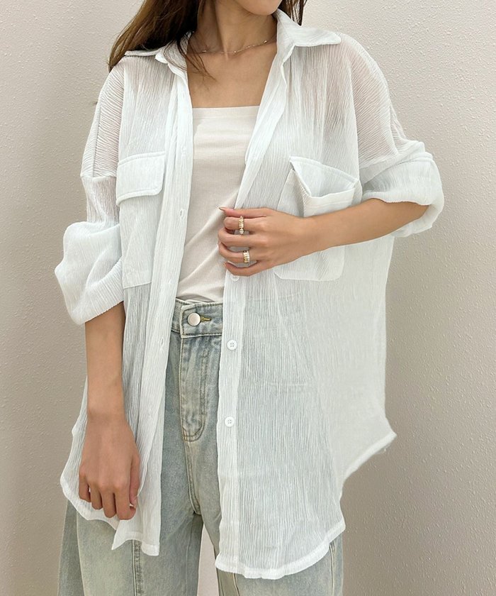 【アンピルーラ/Ampirula】のシアーオーバーサイズブラウス インテリア・キッズ・メンズ・レディースファッション・服の通販 founy(ファウニー) https://founy.com/ ファッション Fashion レディースファッション Fashion for Women トップス・カットソー Cut & Sew Tops シャツ・ブラウス・オフィスカジュアル Elegant Blouses & Button-Ups 新作・新入荷 New Arrivals / New In プチプライス・低価格 Affordable / Budget Price |ID: prp329100004965313 ipo3291000000037254275