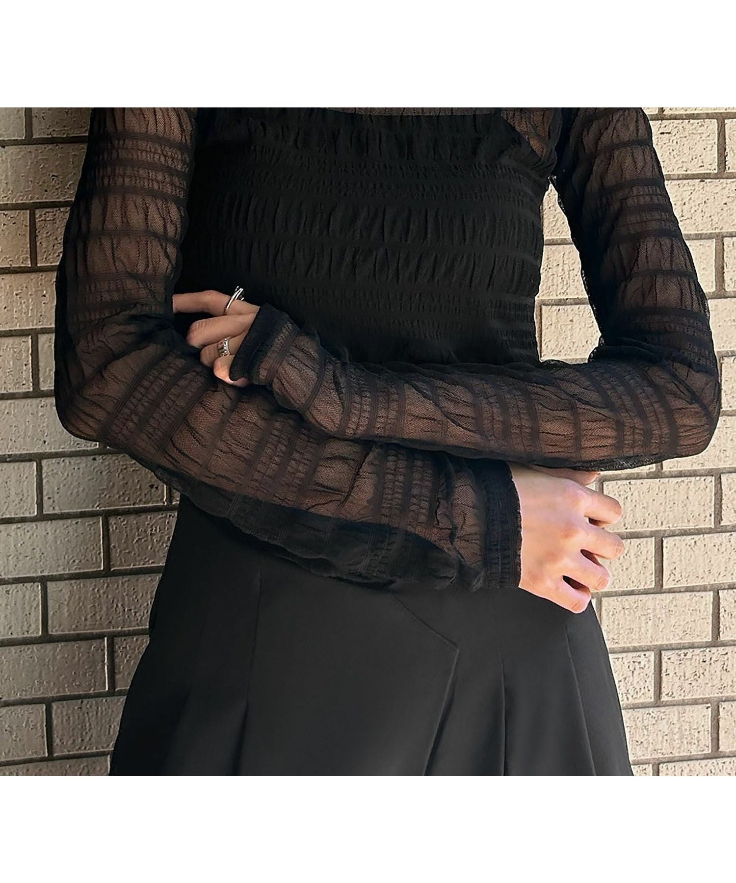 【アンピルーラ/Ampirula】のシャーリングシアーカットソー 大人の最旬トレンドファッション＆コーディネート founy(ファウニー) 　ファッション　Fashion　レディースファッション　Fashion for Women　トップス・カットソー　Cut & Sew Tops　カットソー・ベーシックTシャツ　Cut-and-Sewn Tops / Stretch Tees & Basics　新作・新入荷　New Arrivals / New In　プチプライス・低価格　Affordable / Budget Price　 other-1|ID: prp329100004965397 ipo3291000000037254359