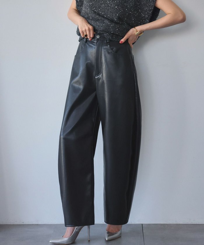 【エルフランク/ELFRANK】のフェイクレザーカーブパンツ Washable インテリア・キッズ・メンズ・レディースファッション・服の通販 founy(ファウニー) https://founy.com/ ファッション Fashion レディースファッション Fashion for Women パンツ Pants & Trousers 新作・新入荷 New Arrivals / New In プチプライス・低価格 Affordable / Budget Price |ID: prp329100004965693 ipo3291000000037254657