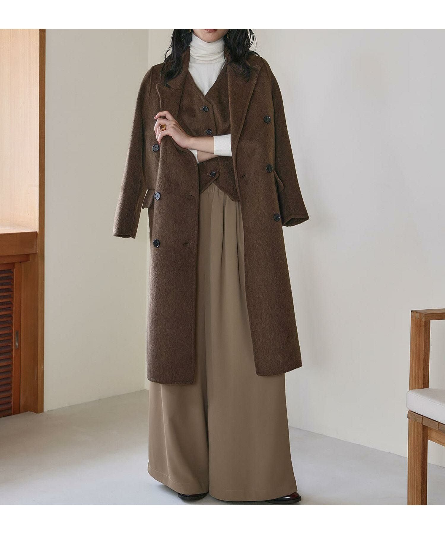 【エルフランク/ELFRANK】の【在庫限り最終価格】【ウール50%】ベスト付きロング丈チェスターコート 大人の最旬トレンドファッション＆コーディネート founy(ファウニー) 　ファッション　Fashion　レディースファッション　Fashion for Women　アウター　Coat / Outerwear Collection　コート・ロングコート・ピーコート　Long Coats, Peacoats & More　チェスターコート・ロング丈アウター　Chester Coats / Chesterfield Long Coats　新作・新入荷　New Arrivals / New In　チェスターコート　Chester Coat, Long Coat　プチプライス・低価格　Affordable / Budget Price　ベスト　Vest, Waistcoat　ロング　Long, Long-Length　 other-1|ID: prp329100004965895 ipo3291000000037255024