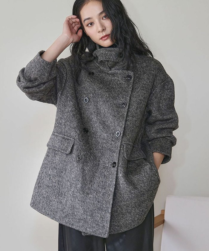 【エルフランク/ELFRANK】の【在庫限り最終価格】【ウール70%】スタンドネックダブルブレストハーフコート インテリア・キッズ・メンズ・レディースファッション・服の通販 founy(ファウニー) https://founy.com/ ファッション Fashion レディースファッション Fashion for Women アウター Coat / Outerwear Collection コート・ロングコート・ピーコート Long Coats, Peacoats & More 新作・新入荷 New Arrivals / New In プチプライス・低価格 Affordable / Budget Price |ID: prp329100004965947 ipo3291000000037255120