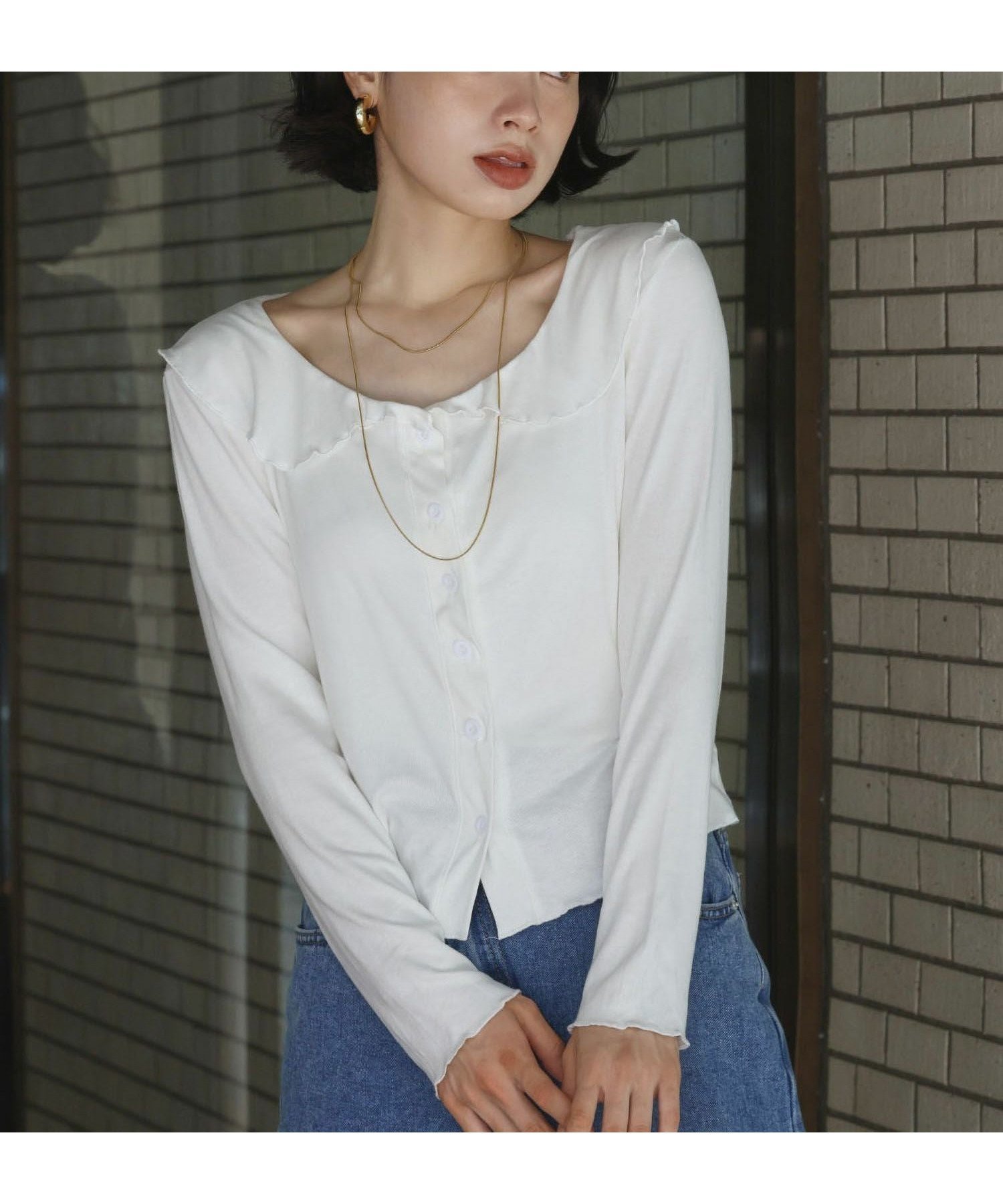 【アンピルーラ/Ampirula】のフリルカラーカットソー 大人の最旬トレンドファッション＆コーディネート founy(ファウニー) 　ファッション　Fashion　レディースファッション　Fashion for Women　トップス・カットソー　Cut & Sew Tops　カットソー・ベーシックTシャツ　Cut-and-Sewn Tops / Stretch Tees & Basics　新作・新入荷　New Arrivals / New In　プチプライス・低価格　Affordable / Budget Price　 other-1|ID: prp329100004966006 ipo3291000000037255245