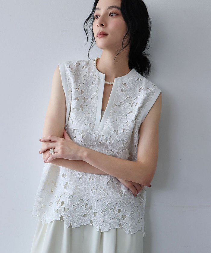 【エルフランク/ELFRANK】のエンブロイダリーレースジレ インテリア・キッズ・メンズ・レディースファッション・服の通販 founy(ファウニー) https://founy.com/ ファッション Fashion レディースファッション Fashion for Women アウター Coat / Outerwear Collection トップス・カットソー Cut & Sew Tops ベスト&ジレ / 重ね着スタイル Vests & Gilets 新作・新入荷 New Arrivals / New In プチプライス・低価格 Affordable / Budget Price |ID: prp329100004966076 ipo3291000000037255409