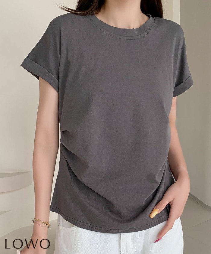 【ロワ/LOWO】の綿混サイドギャザーTシャツカットソー インテリア・キッズ・メンズ・レディースファッション・服の通販 founy(ファウニー) https://founy.com/ ファッション Fashion レディースファッション Fashion for Women トップス・カットソー Cut & Sew Tops シャツ・ブラウス・オフィスカジュアル Elegant Blouses & Button-Ups ロングTシャツ・Tシャツ Longline T-Shirts & Tees カットソー・ベーシックTシャツ Cut-and-Sewn Tops / Stretch Tees & Basics 新作・新入荷 New Arrivals / New In カットソー Cut and Sewn Top ギャザー Gathered, Ruffled プチプライス・低価格 Affordable / Budget Price |ID: prp329100004966573 ipo3291000000037256707