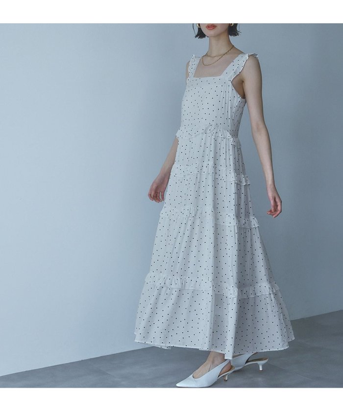 【アンピルーラ/Ampirula】のドットティアードフリルロングワンピース インテリア・キッズ・メンズ・レディースファッション・服の通販 founy(ファウニー) https://founy.com/ ファッション Fashion レディースファッション Fashion for Women ワンピース Dresses 新作・新入荷 New Arrivals / New In プチプライス・低価格 Affordable / Budget Price |ID: prp329100004966691 ipo3291000000037256988