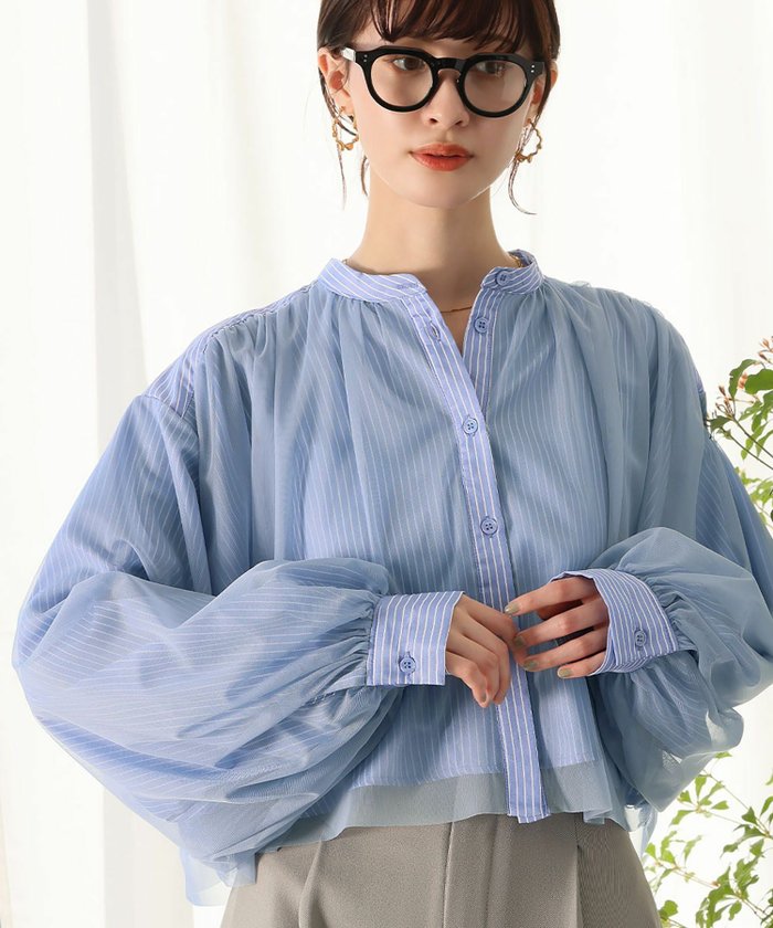 【アンピルーラ/Ampirula】のチュールレイヤードストライプクロップドシャツ インテリア・キッズ・メンズ・レディースファッション・服の通販 founy(ファウニー) https://founy.com/ ファッション Fashion レディースファッション Fashion for Women トップス・カットソー Cut & Sew Tops シャツ・ブラウス・オフィスカジュアル Elegant Blouses & Button-Ups 新作・新入荷 New Arrivals / New In プチプライス・低価格 Affordable / Budget Price |ID: prp329100004967108 ipo3291000000037257966