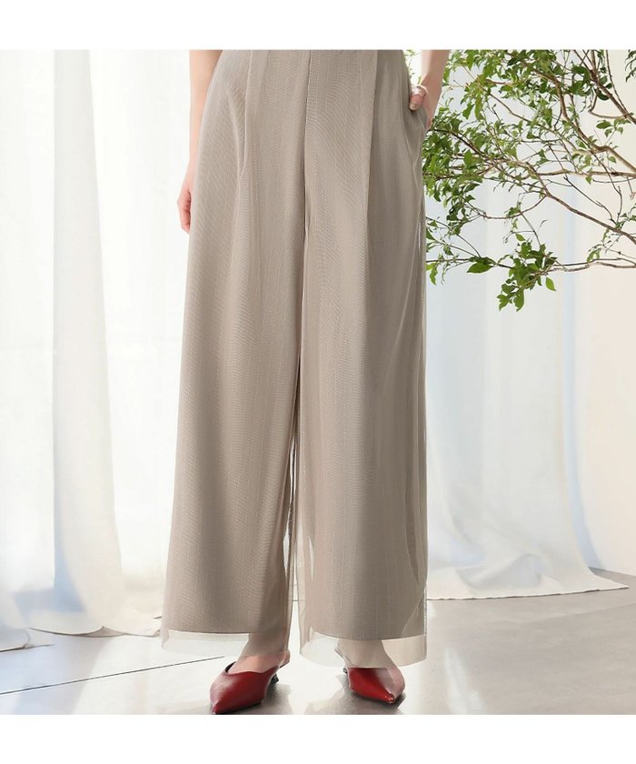 【アンピルーラ/Ampirula】のチュールドッキングピンストライプフレアワイドパンツ インテリア・キッズ・メンズ・レディースファッション・服の通販 founy(ファウニー) https://founy.com/ ファッション Fashion レディースファッション Fashion for Women パンツ Pants & Trousers 新作・新入荷 New Arrivals / New In プチプライス・低価格 Affordable / Budget Price |ID: prp329100004967118 ipo3291000000037257990