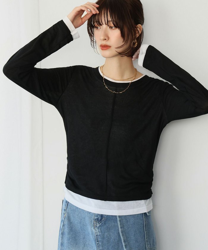 【アンピルーラ/Ampirula】の洗えるレイヤード風バイカラーカットソー インテリア・キッズ・メンズ・レディースファッション・服の通販 founy(ファウニー) https://founy.com/ ファッション Fashion レディースファッション Fashion for Women トップス・カットソー Cut & Sew Tops カットソー・ベーシックTシャツ Cut-and-Sewn Tops / Stretch Tees & Basics 新作・新入荷 New Arrivals / New In プチプライス・低価格 Affordable / Budget Price 洗える Machine Washable |ID: prp329100004967230 ipo3291000000037258503