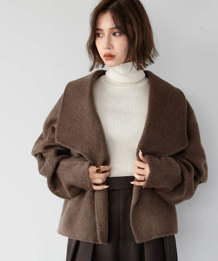 【エルフランク/ELFRANK】のウール混ビッグカラーショートコート インテリア・キッズ・メンズ・レディースファッション・服の通販 founy(ファウニー) https://founy.com/ ファッション Fashion レディースファッション Fashion for Women アウター Coat / Outerwear Collection コート・ロングコート・ピーコート Long Coats, Peacoats & More 新作・新入荷 New Arrivals / New In プチプライス・低価格 Affordable / Budget Price |ID: prp329100004967312 ipo3291000000037259001