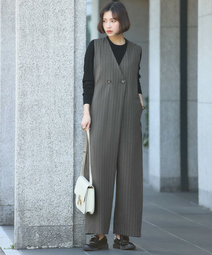 【エルフランク/ELFRANK】のフロントダブルストライプオールインワン Washable インテリア・キッズ・メンズ・レディースファッション・服の通販 founy(ファウニー) https://founy.com/ ファッション Fashion レディースファッション Fashion for Women ワンピース Dresses オールインワン・ワンピース Dresses and Jumpsuits 新作・新入荷 New Arrivals / New In プチプライス・低価格 Affordable / Budget Price |ID: prp329100004967383 ipo3291000000037259286