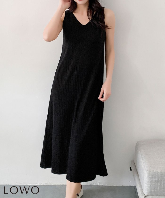【ロワ/LOWO】のVネックノースリーブAラインリブロングワンピース インテリア・キッズ・メンズ・レディースファッション・服の通販 founy(ファウニー) https://founy.com/ ファッション Fashion レディースファッション Fashion for Women ワンピース Dresses 新作・新入荷 New Arrivals / New In ノースリーブ Sleeveless, No-Sleeve プチプライス・低価格 Affordable / Budget Price |ID: prp329100004967442 ipo3291000000037259444