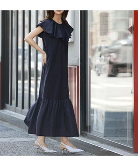 【エルフランク/ELFRANK】のフリルカラー異素材ドッキングロングワンピース Washable 大人の最旬トレンドファッション＆コーディネート founy(ファウニー) ファッション Fashion レディースファッション Fashion for Women ワンピース Dresses 新作・新入荷 New Arrivals / New In フリル Frill, Ruffle プチプライス・低価格 Affordable / Budget Price |ID:prp329100004967658