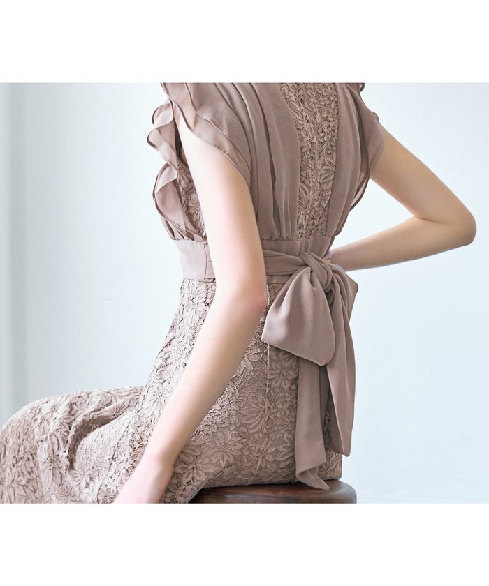 【ガール/GIRL】のシフォン&レース袖フリルバックリボンフレアロング丈結婚式ワンピースドレス インテリア・キッズ・メンズ・レディースファッション・服の通販 founy(ファウニー) https://founy.com/ ファッション Fashion レディースファッション Fashion for Women ワンピース Dresses フォーマル・パーティードレス・結婚式用ドレス Elegant & Casual Dresses 新作・新入荷 New Arrivals / New In シフォン Chiffon, Lightweight Fabric ドレス Dress, One-Piece プチプライス・低価格 Affordable / Budget Price レース Lace, Lace Fabric 結婚式 Wedding |ID: prp329100004967975 ipo3291000000037261614