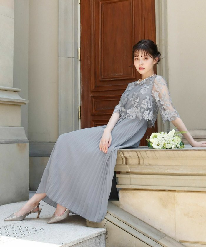 【ガール/GIRL】の刺繍レース切替え5分袖プリーツロング丈結婚式ワンピースドレス インテリア・キッズ・メンズ・レディースファッション・服の通販 founy(ファウニー) https://founy.com/ ファッション Fashion レディースファッション Fashion for Women ワンピース Dresses フォーマル・パーティードレス・結婚式用ドレス Elegant & Casual Dresses 新作・新入荷 New Arrivals / New In ドレス Dress, One-Piece プチプライス・低価格 Affordable / Budget Price プリーツ Pleats, Pleated レース Lace, Lace Fabric ロング Long, Long-Length 結婚式 Wedding |ID: prp329100004968347 ipo3291000000037262848