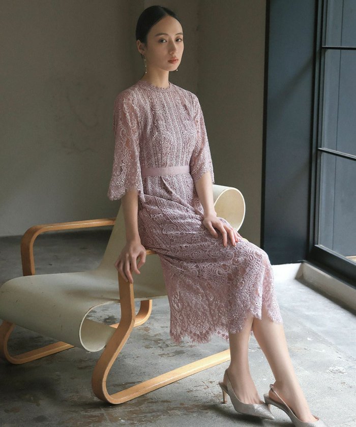 【ガール/GIRL】のパネル柄総レース五分袖Iラインミモレ丈結婚式ワンピース インテリア・キッズ・メンズ・レディースファッション・服の通販 founy(ファウニー) https://founy.com/ ファッション Fashion レディースファッション Fashion for Women ワンピース Dresses 新作・新入荷 New Arrivals / New In プチプライス・低価格 Affordable / Budget Price レース Lace, Lace Fabric 結婚式 Wedding |ID: prp329100004968349 ipo3291000000037262853