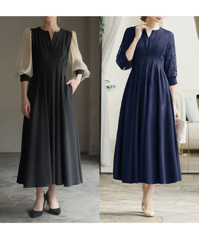 【ガール/GIRL】の【低身長～4Lサイズ】コンシャススリーブXラインキーネック結婚式ワンピースドレス インテリア・キッズ・メンズ・レディースファッション・服の通販 founy(ファウニー) https://founy.com/ ファッション Fashion レディースファッション Fashion for Women ワンピース Dresses フォーマル・パーティードレス・結婚式用ドレス Elegant & Casual Dresses 新作・新入荷 New Arrivals / New In ドレス Dress, One-Piece プチプライス・低価格 Affordable / Budget Price 結婚式 Wedding |ID: prp329100004968353 ipo3291000000037262868