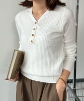 【アンピルーラ/Ampirula】のVネックリブニットプルオーバー 大人の最旬トレンドファッション＆コーディネート founy(ファウニー) ファッション Fashion レディースファッション Fashion for Women トップス・カットソー Cut & Sew Tops ニット Knit Tops & Sweaters カジュアルプルオーバー・ニットトップス Pullovers & Knit Tops / Casual Pullovers Vネックトップス V-Neck Tops / V-Cut Neckline Shirts 新作・新入荷 New Arrivals / New In プチプライス・低価格 Affordable / Budget Price |ID:prp329100004968640